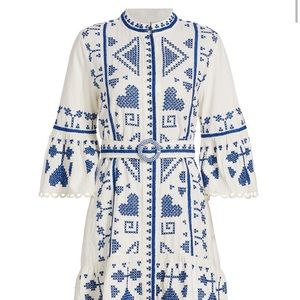 Farm Rio Cross-Stitch Belted Minidress